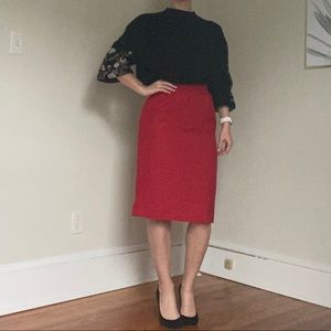 Vintage Red Pencil Skirt with pockets